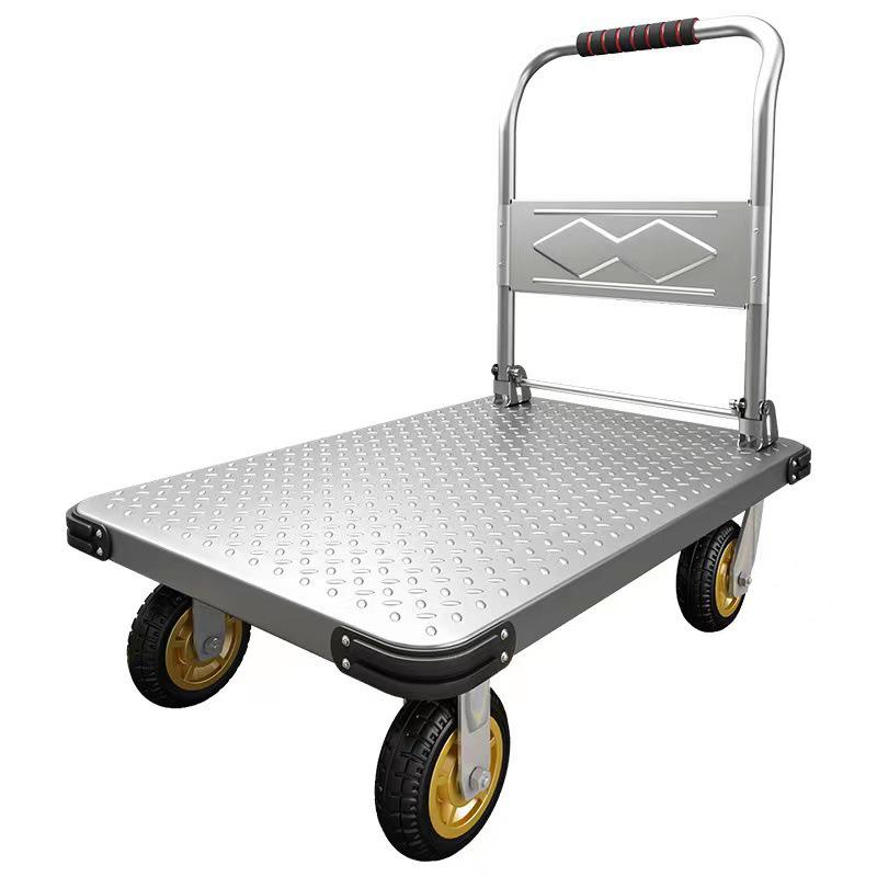 Silent Foldable Handcart Trolley with Swivel Wheels - Heavy-Duty Flatbed Truck