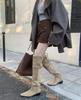 Over-knee women's boots 23 autumn and winter thick heel strap-up high elastic boots 3cm suede flat-bottomed knight boots