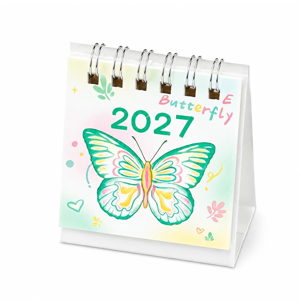 Butterfly Pattern Flip Calendar Portable Desktop Planner 2027 Desk Calendar Daily Planning