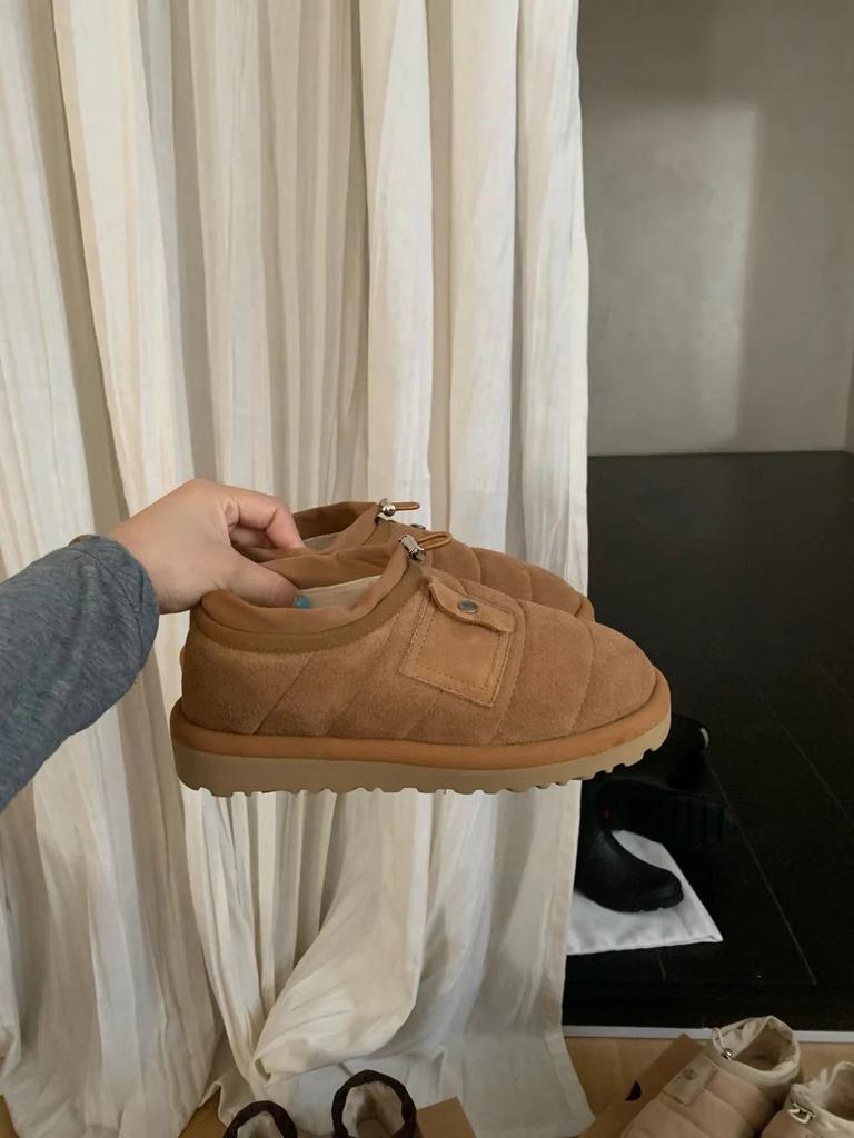 2025 Pocket Caterpillar Versatile Snow Boots Sheep One Pedal Thick-soled Tie Elastic Band Plush Thickened Cotton Shoes