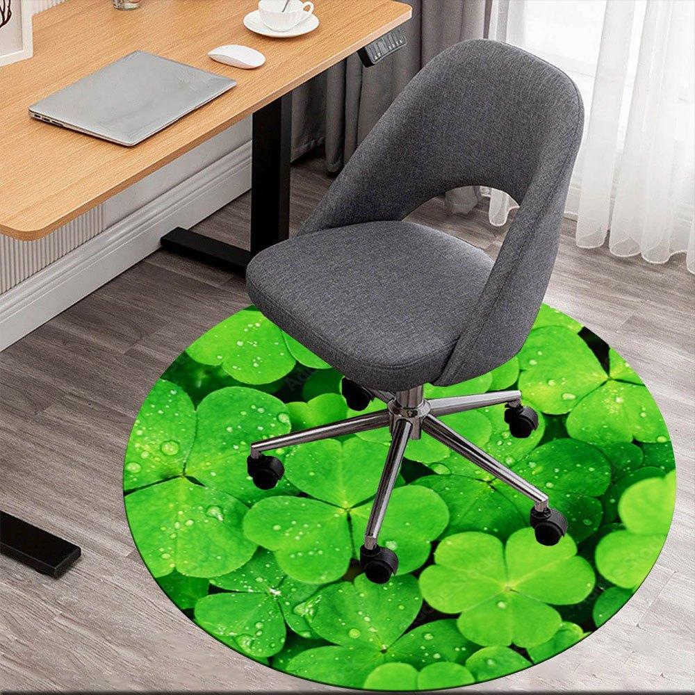 

Four-Leaf Clover Good Luck CharmRound Non-Slip chair mat chair carpet for office Rugs for Office Decor Gift For Valentine s Day Mother s Day Halloween 80cm by 80cm