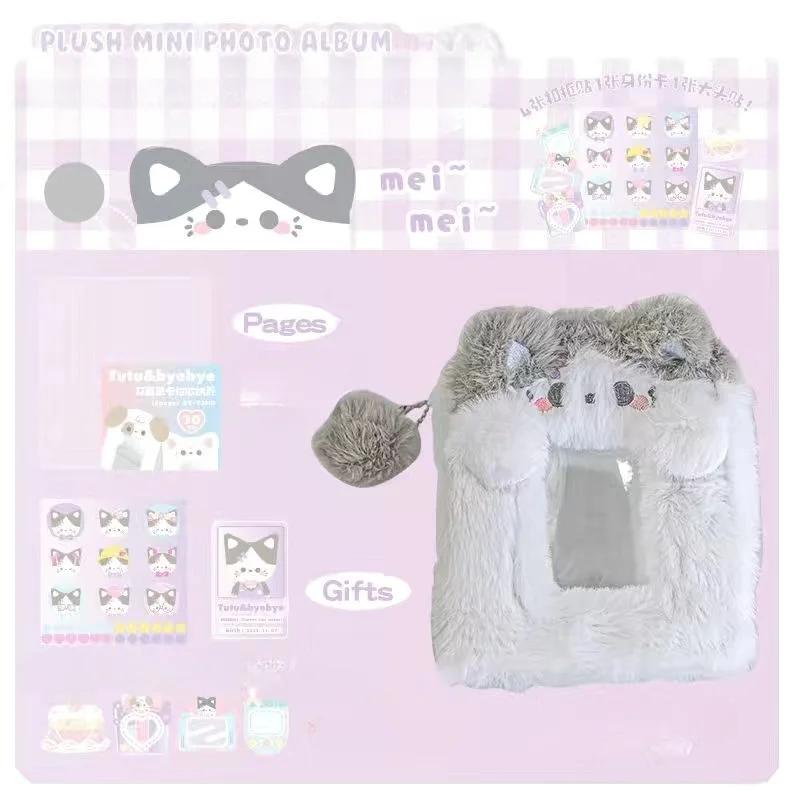 

Kawaii Puppy Cat Plush Mini Album 3 Inch Kpop Photocards Binder Book Fluffy Soft Idol Card Collection Album for Girls Gifts New