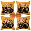 Floral Black Bear Embroidery Style Throw Pillow Covers Pattern Cushion Cover Suitable For Sofa Bedroom Car Pillow Cover