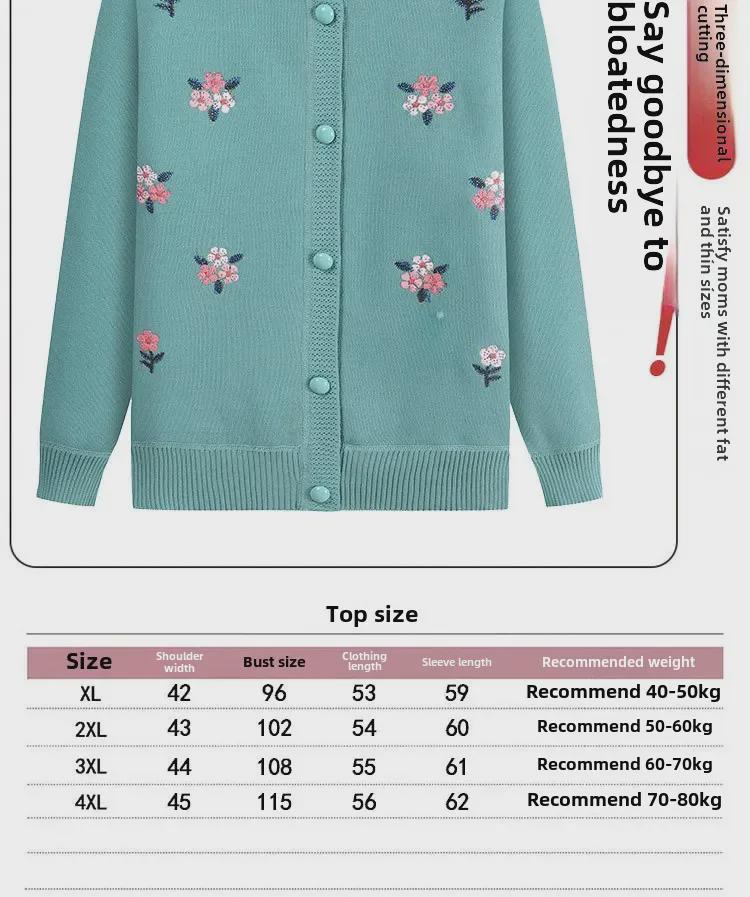 Middelaldrende og eldre kvinners strikkede cardigan med plussfløyel - Høst/vinter genser med rund hals