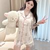 1011 Summer New Cartoon Girl Cute Bear Three-piece Lace Lace Short-sleeved Pajamas Women's Loungewear