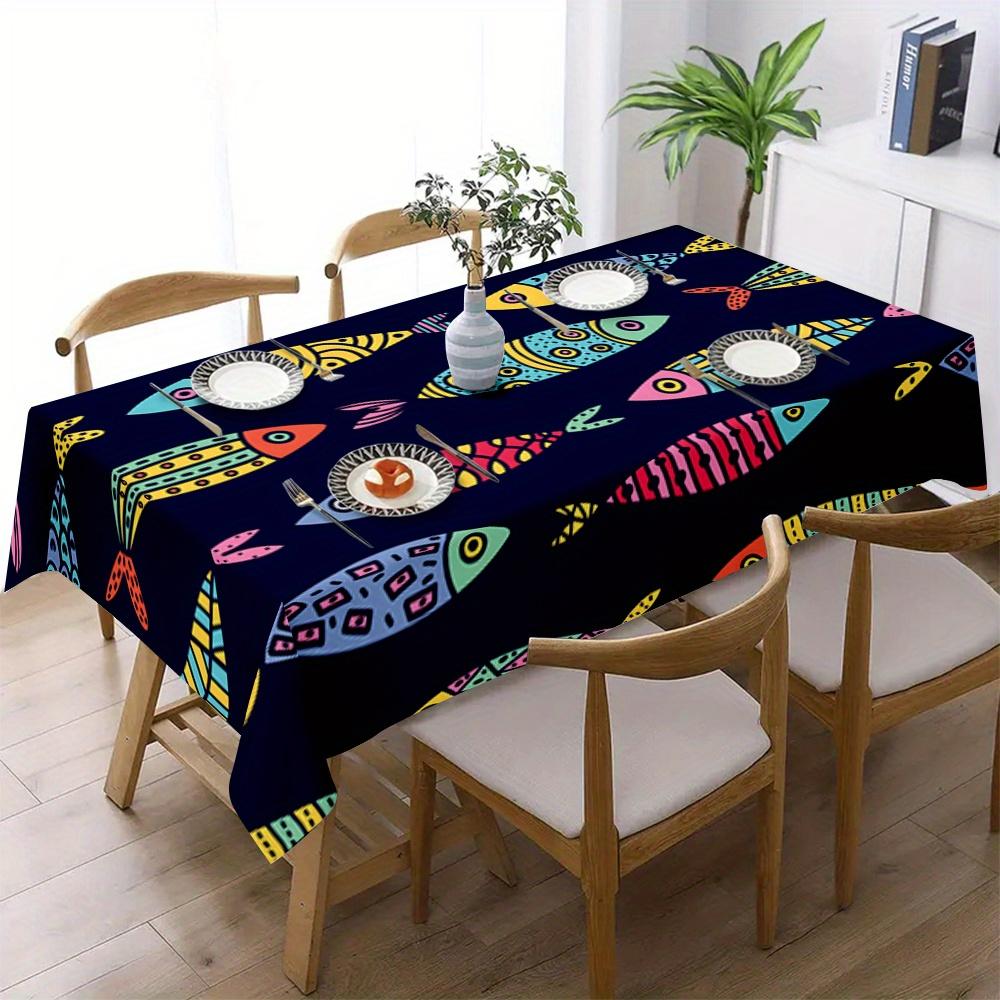 Bohemian Multicolor Fish Pattern Tablecloth for Table Decor Reusable Farmhouse Kitchen Dining Tablecloth Wedding Party Decor