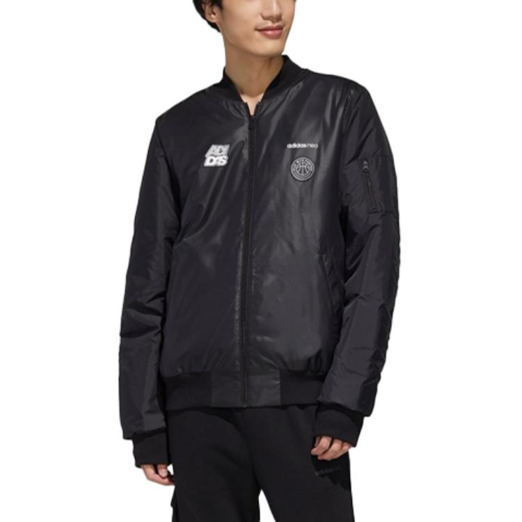Adidas Neo Casual Sports Baseball Flight Cotton Jacket Winter Men Jacket Black GJ8846