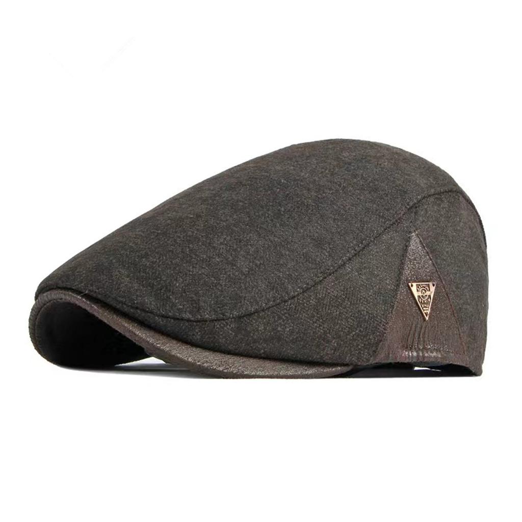 1Piece Men Side Triangle Pattern Beret Duckbill Cap Outdoor Adjustable Leisure Hat Spring Autumn Hunting Travel Tourism