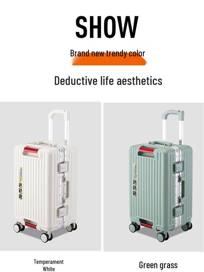 2025 Women's Large Capacity Trolley Suitcase - Aluminum Frame, Combo Lock, Silent Universal Wheels, Fashionable Travel Case