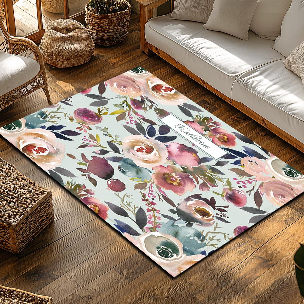Floral Area Rug Washable Non Slip Indoor Outdoor Mat Home Decor Kitchen Carpet Modern Abstract Design Living Room Floor Covering