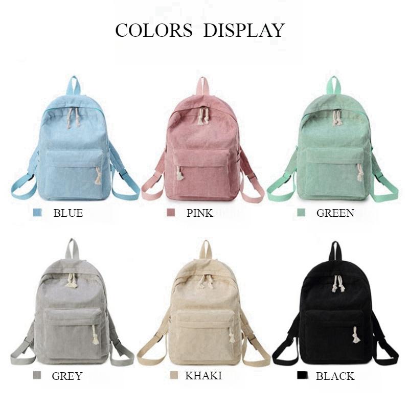 Autumn Winter New Corduroy Women's Backpacks Breathable Wear-resistant Solid Color Teenager Girl Shoulders Bag Large Capacity Casual Female Knapsacks