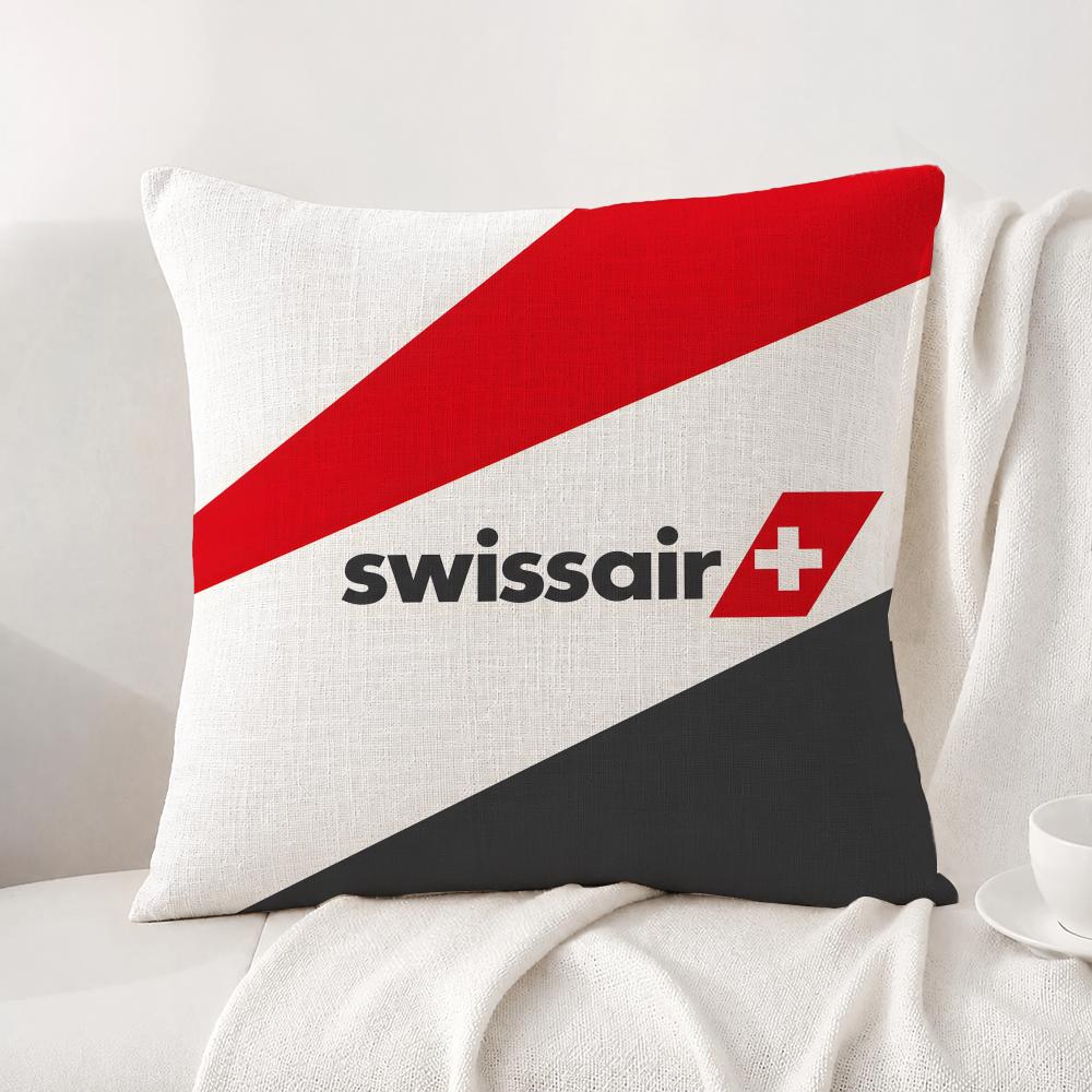Marke Swissair Kissenbezug Natürlicher Leinen-Kissenbezug-Set All-in-One Dekor Kissenbezug für Sofa Schlafzimmer Stuhl