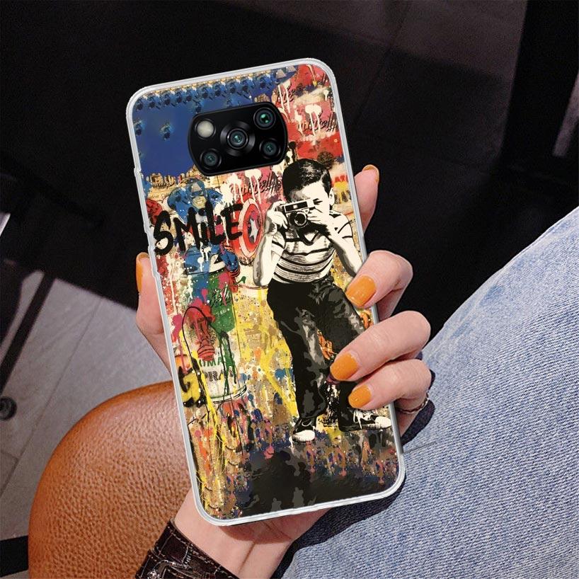 Banksy Graffiti Art Phnoe Case for Xiaomi Poco X5 X6 X7 Pro X4 Gt F7 Ultra M8 M7 Redmi 15C 15 13C 13 12C 12 Unique Cover Coque P