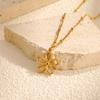 Stainless Steel Bead Chain Hollow Flower Gold Necklace, Elegant Fashion Accessories 1876