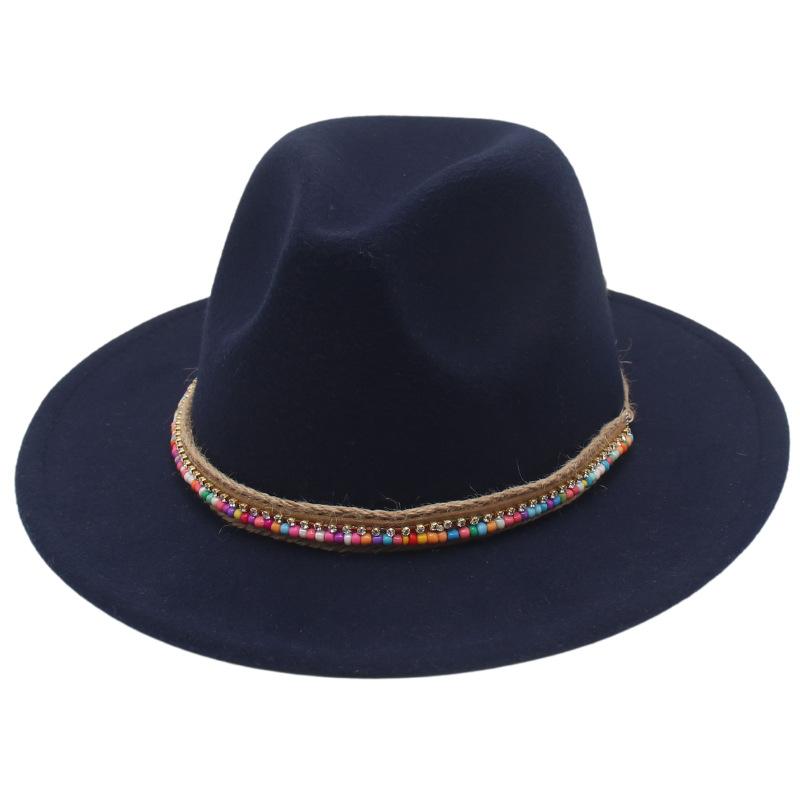 Pălărie înaltă Stil Etnic Lanț de Mărgele Lucrat Manual Pălărie Jazz Pălărie Fedorado pentru Spectacol Culoare Pălărie