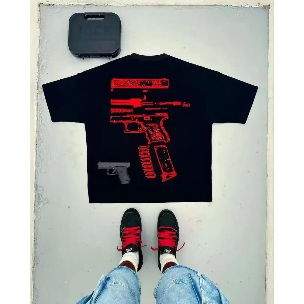 Pánská trička Y2K tričko Harajuku Hip Hop in We Trust grafický potisk kulatý výstřih bavlna oversized tričko gotické topy s krátkým rukávem