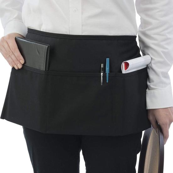 Demi-Tablier avec 3 Poches Tablier de Travail en Polyester Tablier Imperméable à Séchage Rapide Facile d'Entretien Tablier Anti-Poussière pour Chefs Pâtissiers Restaurants Usage Domestique