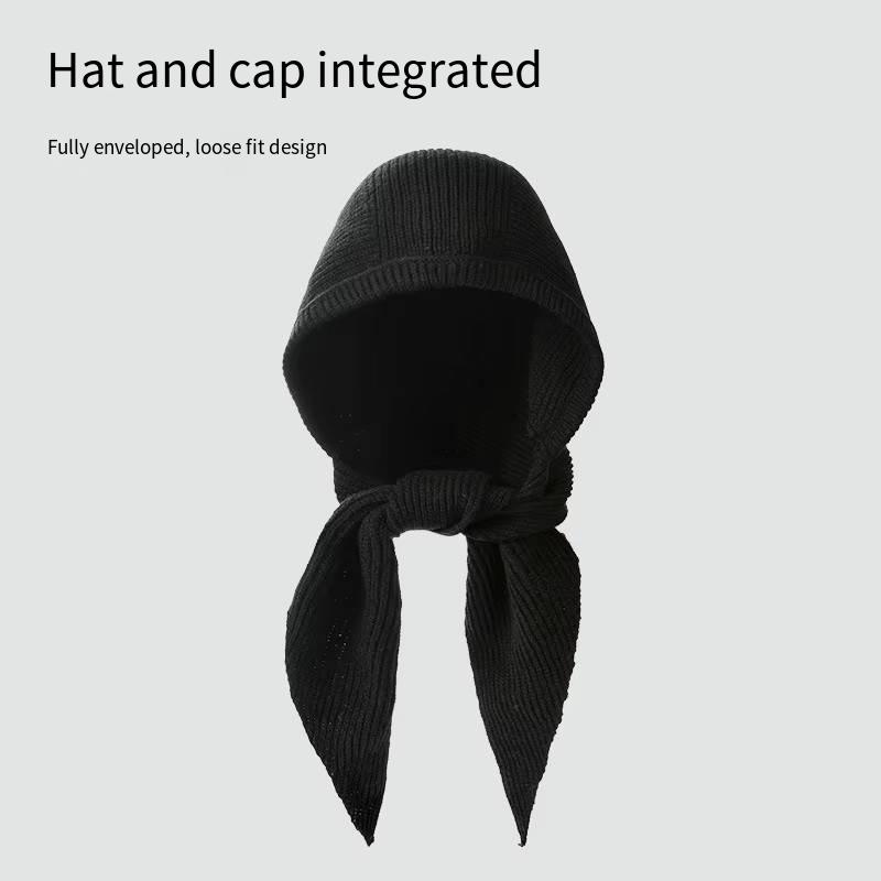 2026 New Adult Women's Sunproof Balaclava Hat & Scarf Set Winter Warm Neck Knitted Spandex/Polyester Hooded Skin-Friendly