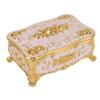 Vintage Jewelry Box Rectangular Exquisite Rose Pattern Zinc Alloy Soft Velvet Lining Trinket Organizer