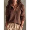 Women S Knit Half Zip Casual Solid Long Sleeve Sweater