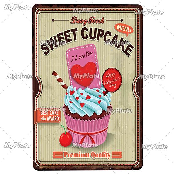 Cupcake Vintage Tin Sign Metal Sign Decorative Plaque Wall Decor Man Cave Club Decoration