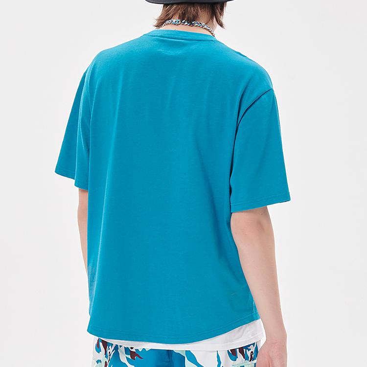 Fila Fusion Brand Logo Pocket Splicing Printed Loose Street Sports Casual Breathable Round Neck Short Sleeve Drop Shoulder T-Shirt T11M133107F-BU