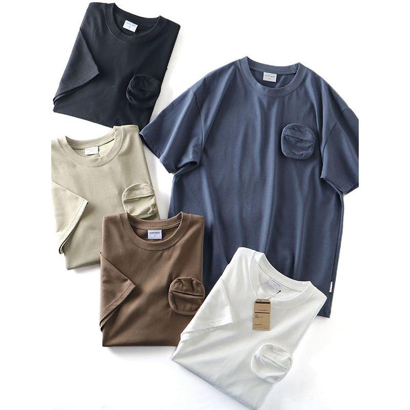 American Workwear Three-Dimensional Pocket Pure Cotton Short Sleeve T-Shirt Men's 2024 New Arrival Trendy Base Shirt Export Cotton T-shirt