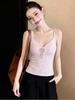 New Korean pink striped V-neck sling vest for women's summer wear, sexy bow lace-up top trendy