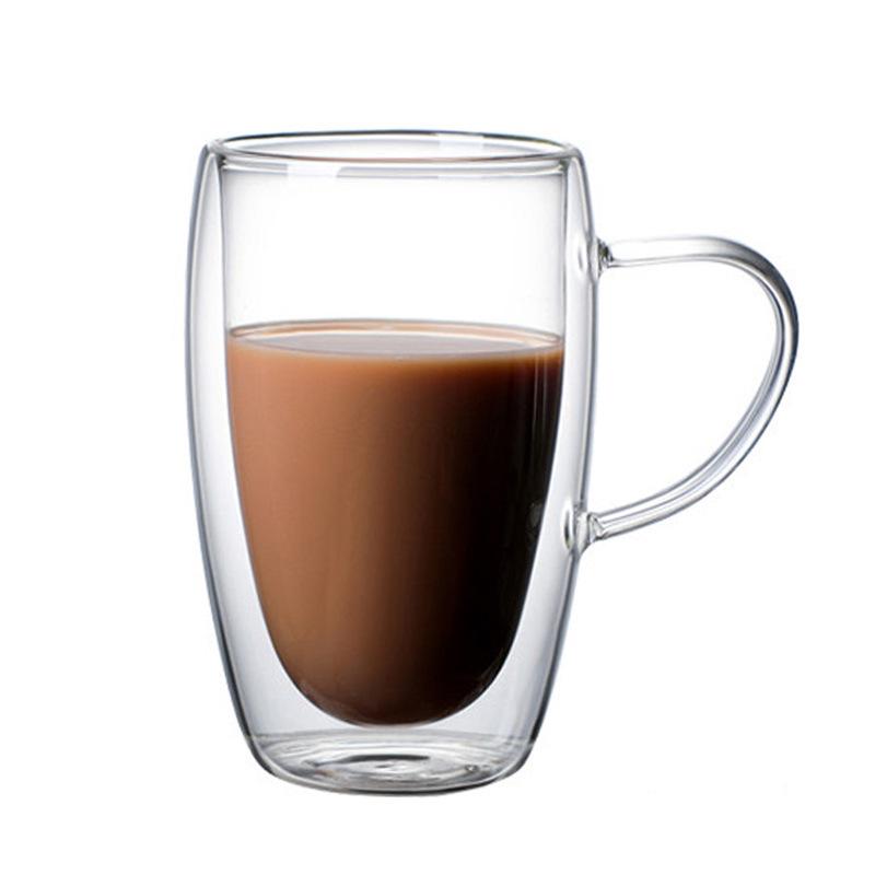 1Pcs 80-450ML Double Coffee Glasses Double Insulated Glass Cups For Hot & Cold Coffee Milk Transparent Mug With Handle Glasses