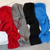 Korean Style Winter Balaclava Hat Solid Color Knitted Hooded Beanie Hood Scarf Combo  Trendy Girls