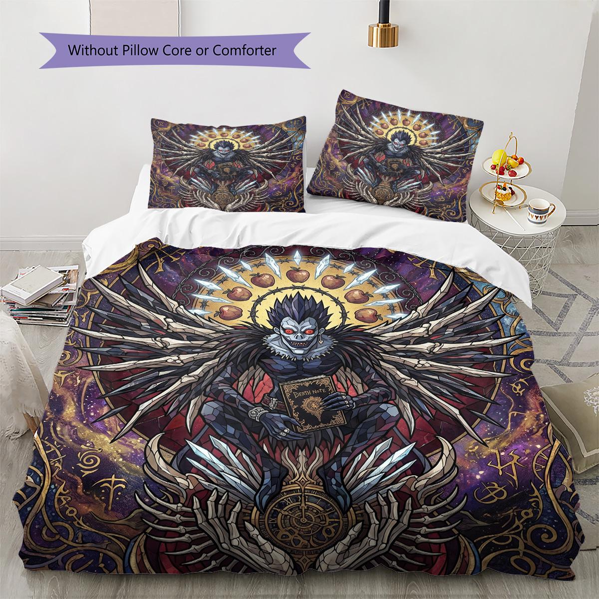 

Death Note Pattern Bedding Quilt Set Quilt Cover Pillowcase Home Decoration Birthday Gift (1 * duvet cover + 2 * pillowcase, without core) 135x200cm