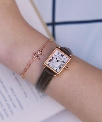 [SAINT SCOTT LONDON] SAINT SCOTT LONDON Secreto Women's Leather Watch + Ange Ribbon Bracelet Set ST5502F-RSC + STJ-BB1520RG
