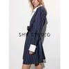 Spring and Summer New Women's Clothing Fold Collar Micro Drop-Shoulder Long-Sleeve Waist Belt Shirt Style Dress 1282331