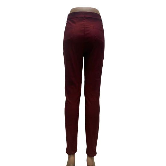 Women Skinny Trousers Slim Fit Solid Color Pants Cotton Blend High Waist Casual Trousers for Office Street Party Dating
