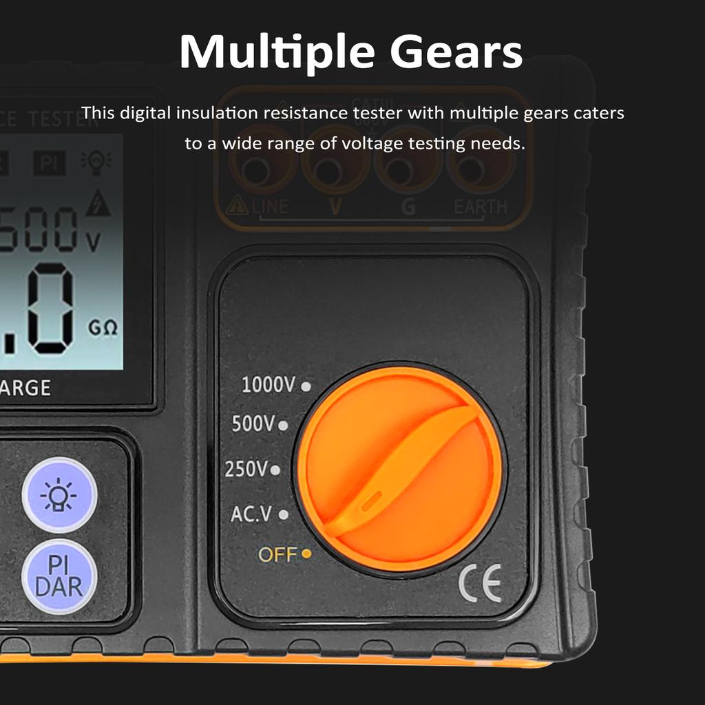 Digital Insulation Resistance Tester, 250V500V1000V Megohmmeter LCD Display Insulation Resistance