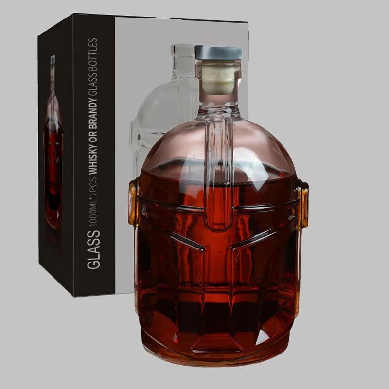 Helmet Shaped Glasses Whiskey Decanter High Borosilicate Glass Wine Bottle Creative Clear Whiskey Wine Glasses