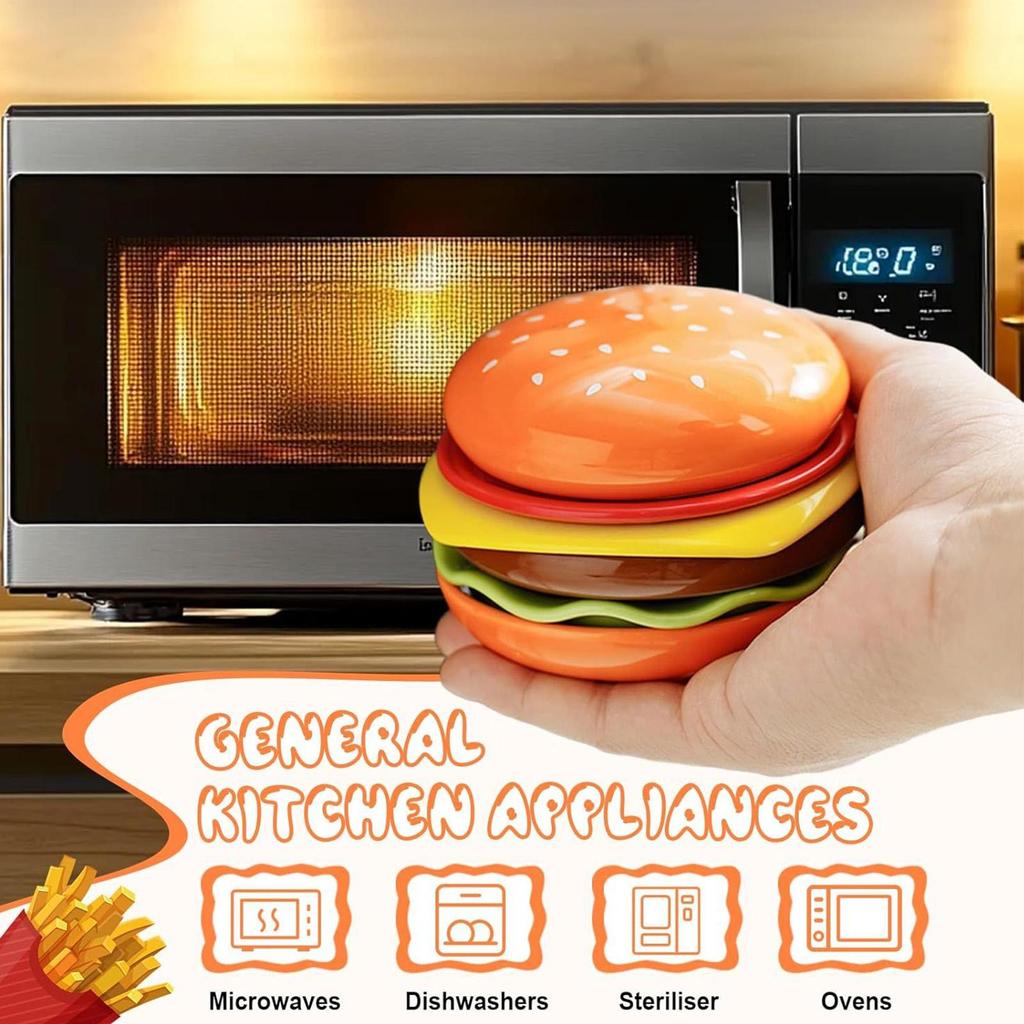 Stackable Hamburger Plate Set Burger 6Pcs/Set Mini Dinner Plate High Value Bone Spit Plate Funny Sauce Containers Table Decor