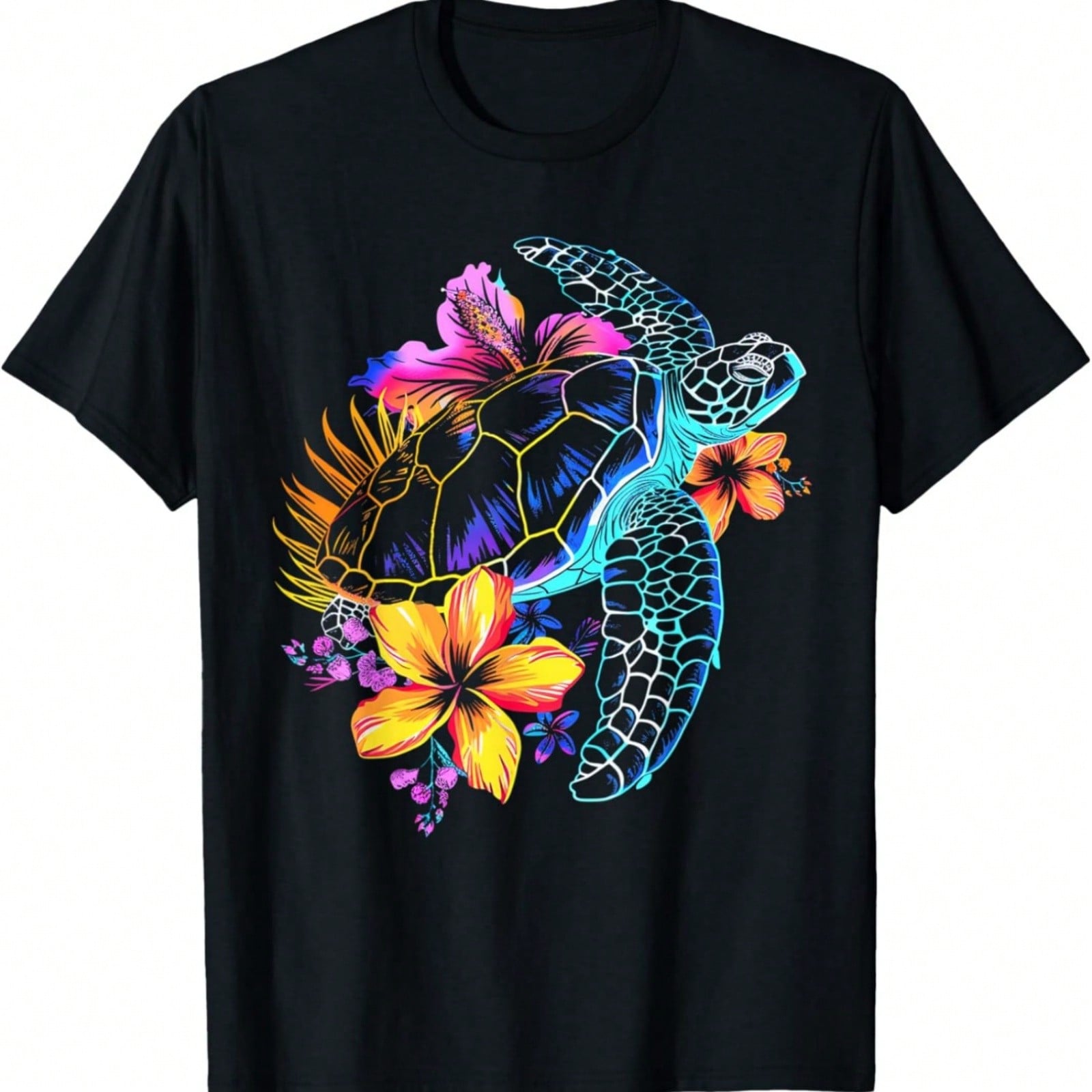 Sea Turtle Hawaiian Flowers Hawaii Diving Diver T-Shirt S разноцветный