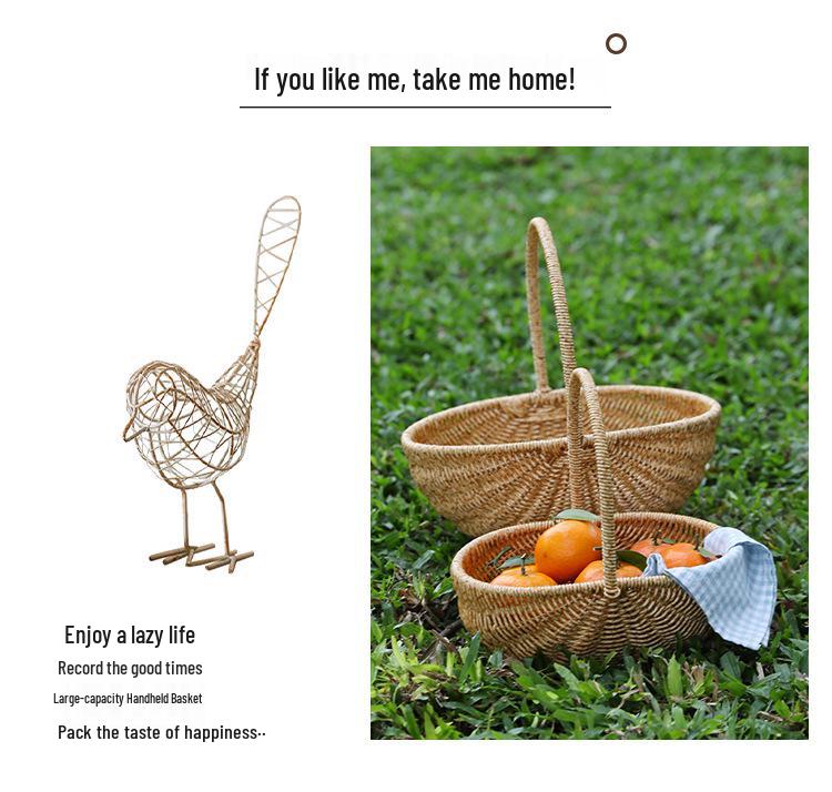 Rattan-Style Watermelon Basket for Shopping, Vegetables, Fruits, and Picnics
