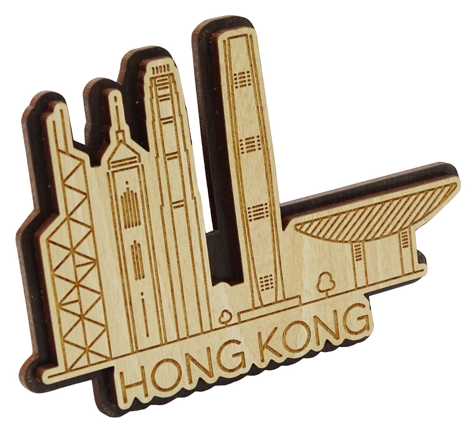 

Printtoo Кілька веж Гонконгу Дерев яний магніт на холодильник з гравіюванням Сувенірний подарунок 3 x 4 Inches коричневий