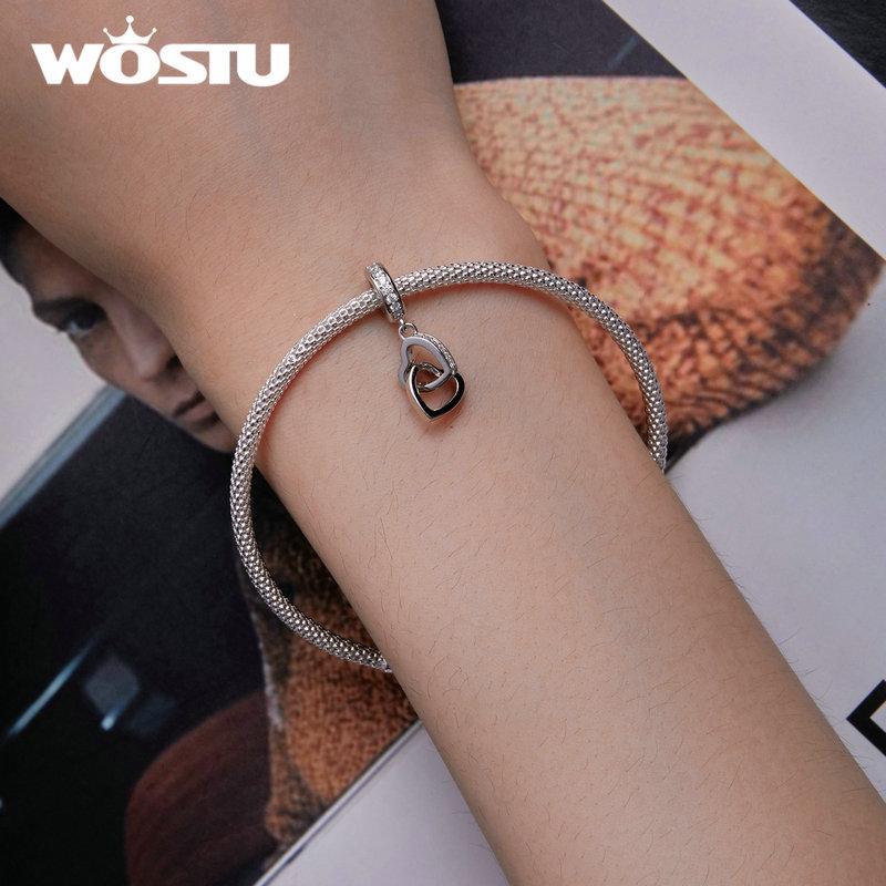 WOSTU 925 Sterling Silver Vintage Hollow Charms Bead Diamond Cut Pendant For Women Fit Original Bracelet Necklace Jewelry Making