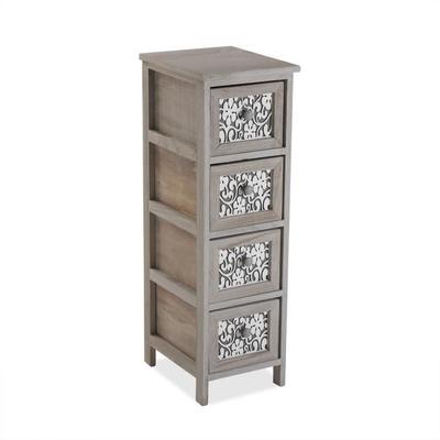 Ngawi Bathroom Shelf Cabinet - 81 X 32 X 26 Cm - Chest of Drawers with 4 Wooden Storage Drawers - Grey - Versa