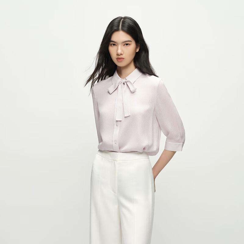 OVVOVV Women s Silk Bubble Crepe Short Sleeve Shirt M