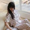 1011 New Ice and Snow Silk Pajamas Women's Peninsula Love Letter Short-sleeved Trousers Love Printed Loungewear Set Can Be Worn Outside