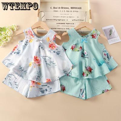 Girls' Summer Clothes Camisoles Children's Sets Clothing for Girls' Babies Summer Styles Two-piece Outerwear Set