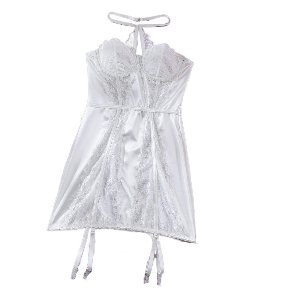 Satin Silk Mesh Nightwear Halter Sleeveless Nightdress Fashion Lace Nightgown  Girl