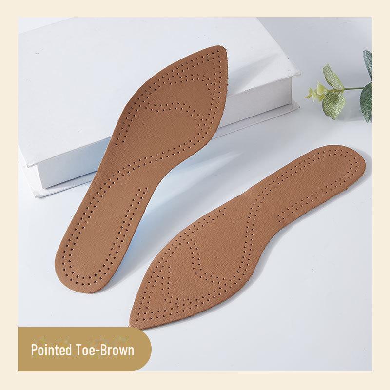 Women's Leather Deodorant High Heel Insoles Breathable, Sweat-Absorbent, Shock-Absorbing, Soft Cowhide for Pointed Toe Shoes