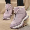 Waterproof Women Winter Ankle Boots Front Zipper Plush Snow Boots Non‑Slip Warm Outdoor Cold‑Proof Short Booties
