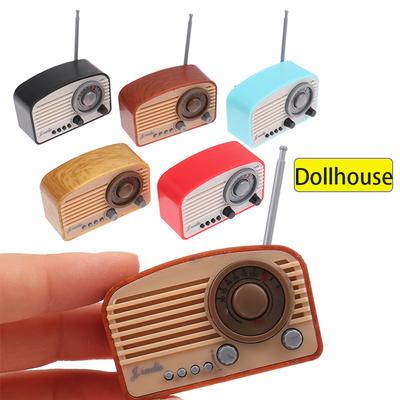 1pc Dollhouse Miniature Accessories Retro Radio Simulation Bedroom Decoration Model Toys Winter Gift For Doll House Decoration