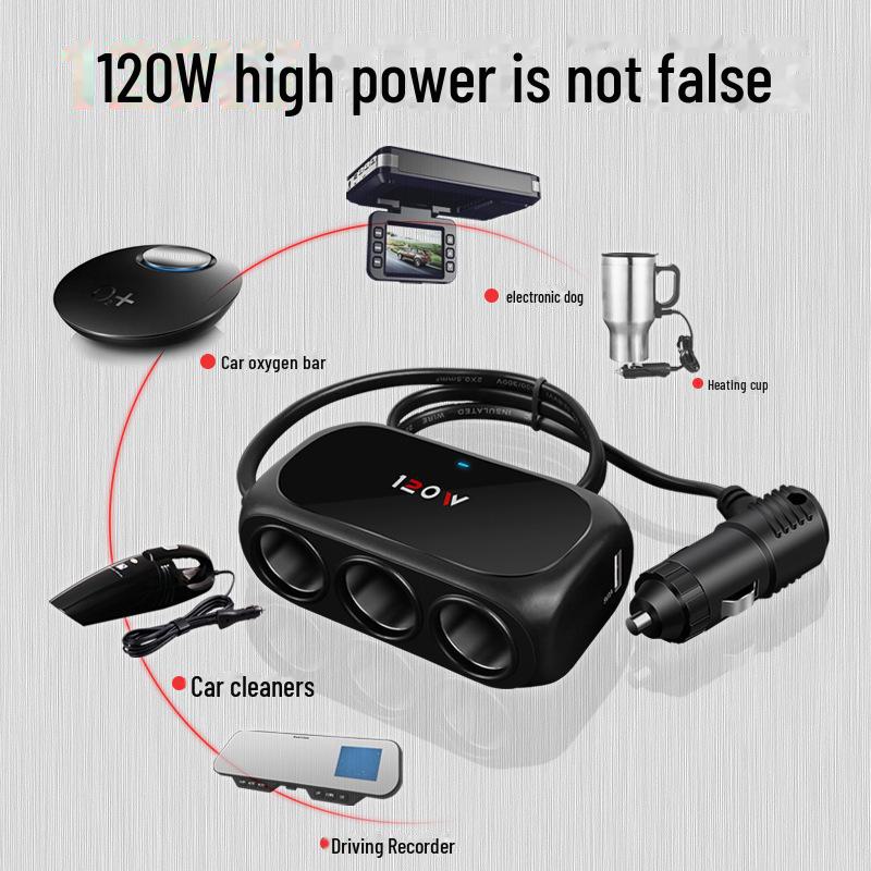 Multifunktionales 24V Autoladegerät: Schnellladefähig, 3-USB- und Zigarettenanzünderadapter